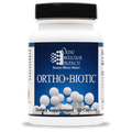 Ortho-Biotic dietary supplement container with Ortho Molecular Products label on a white background