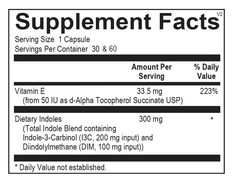 Supplement facts label with detailed nutritional information on a white background