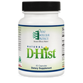 Supplement bottle labeled 'Natural D-Hist' by Ortho Molecular Products on a white background