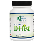 Supplement bottle labeled 'Natural D-Hist' by Ortho Molecular Products on a white background