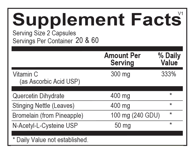 Supplement facts label with various vitamins and minerals listed on a white background